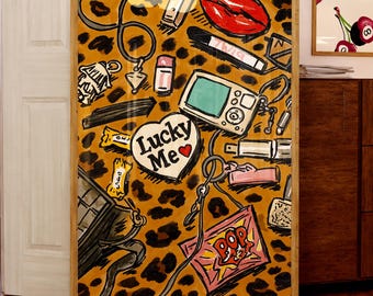 Leopard Print Cheetah Print Leopard Pattern Poster Y2K Fashion Girl Preppy Decor Maximalist Aesthetic Retro Trendy Retro Art Physical Print