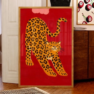 Leopard Wall Art Leopard Print Cheetah Print Trendy Retro Wall Art Aesthetic Preppy 70s Room Decor Bold Animal Poster Trendy Physical Print