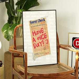 Guest Check Print Trendy Retro Wall Art Funny Guest Check Poster Digital Download Preppy Wall Decor Personalized Quote Aesthetic Wall Print