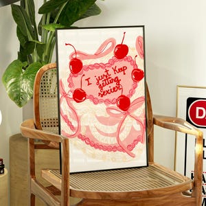 Vintage Cake Poster Birthday Cake Print Trendy Retro Wall Art Kitchen Wall Art Aesthetic Illustration Abstract Digital Download Trendy Print