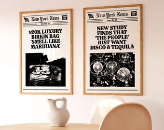 New York Nachrichten Print Set Zeitung Poster New York Druck Trendige Wand Kunst ästhetischer Druck Digital Download Wohnkultur Raum Dekor druckbare Kunst
