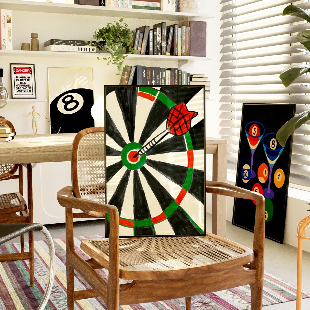 Trendy Retro Dartboard Wall Art Funky Game Room Decor Trendy Bar Cart ...