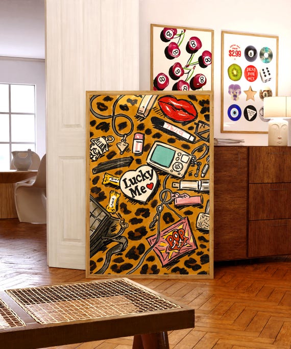 ヒョウ柄ウォールアート チーターポスター レトロマキシマリスト