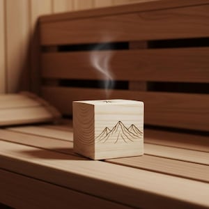 Sauna oil diffuser, wooden pine cube for natural aroma