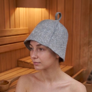 Natural Wool Felt Sauna Hat, Banya Bell Shape