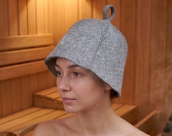 Natural Wool Felt Sauna Hat, Banya Bell Shape
