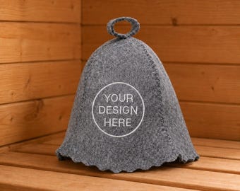 Sauna hat with your logo or design embroidery, sauna beanie 100% wool
