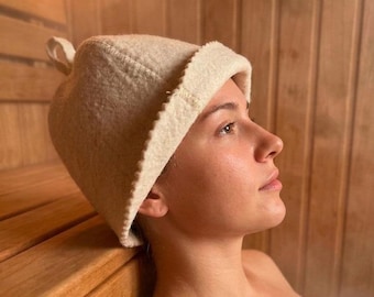 Sauna Hat Natural Wool Banya Cap