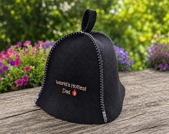 Wool Sauna Hat, Banya Cap with Your Custom Text