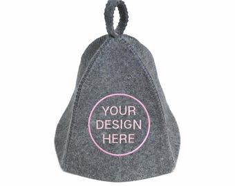 Sauna hat wool 100% with your embroidery design