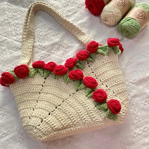 Rose Garden Crochet Bag Pattern PDF – Floral Purse Crochet Pattern, Handmade Rose Bag DIY, Romantic Shoulder Bag for Spring & Summer Look