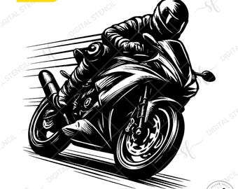 Sport Bike Rider SVG Bundle: Racing Motorcycle Clipart (Digital Download)