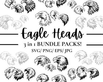 Amerikanischer Adler Kopf SVG Bundle: Logo Design Clipart (Digitaler Download)