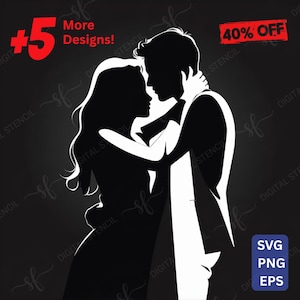Couple Svg Vectors | Lovers Silhouette Clipart | Romantic Wedding Couple PNG, DXF for Cricut & cut files, People Silhouette SVG.