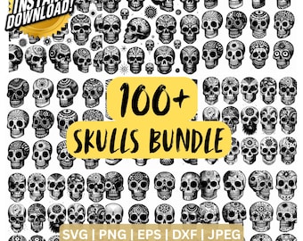 Skull SVG Bundle: Sugar Skull, Punisher, Skeleton (Digital Download)