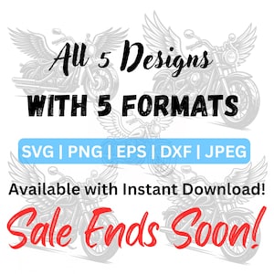 Winged Motorcycle SVG Bundle: Biker Angel Wings Cut Files (digital ...