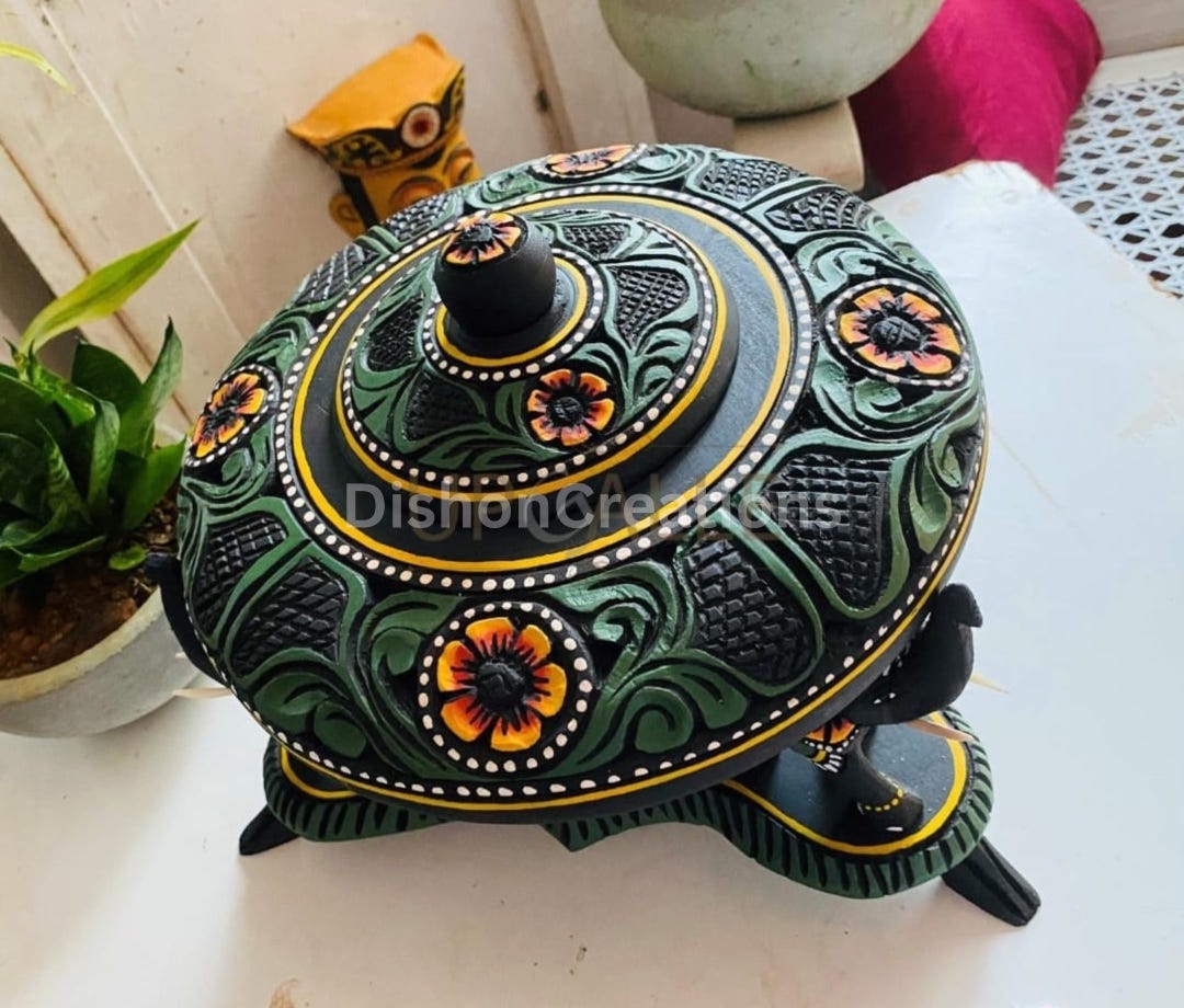 Intricate Hand-painted Wooden Box | Floral Carved Decorative Container ...