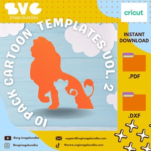 10 Pack Cartoons Silhouette Templates For Papercrafts Cricut, Silhouette, Cameo, Scan and Cut
