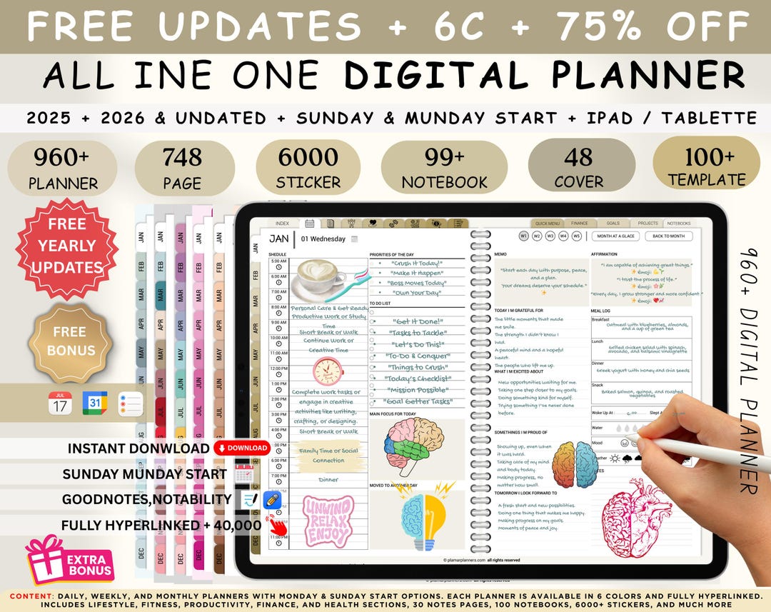 Complete Digital Planner 2025 & 2026 With Undated Option | Compatible ...