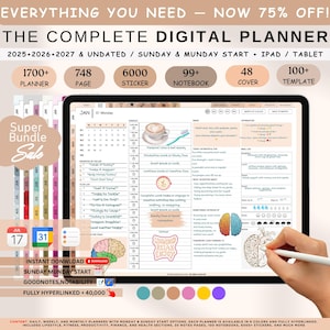 Ultimate Digital Planner 2026-2027 & Undated | Compatible with GoodNotes, iPad, Notability | Daily, Weekly, Monthly Planner
