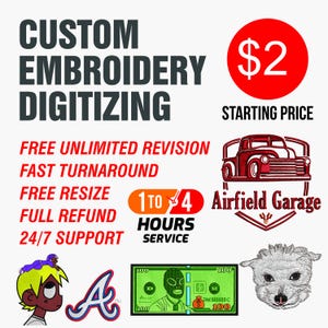 Custom Embroidery Digitizing / Embroidery Digitizing/ Embroidery Designer / Embroidery Design / Logo Digitizer / Logo Design/ Computer Emb
