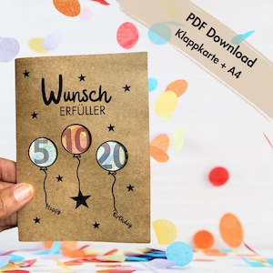 Carte cadeau d'anniversaire à télécharger instantanément au format PDF - Cadeau de dernière minute - Réalisateur de vœux - Cadeau d'anniversaire - 18e anniversaire