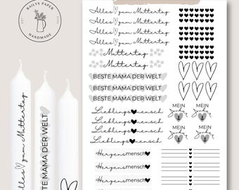 Mother's Day PDF template A4 candle tattoo candle sticker candle sticker favorite person best mom in the world happy mother's day