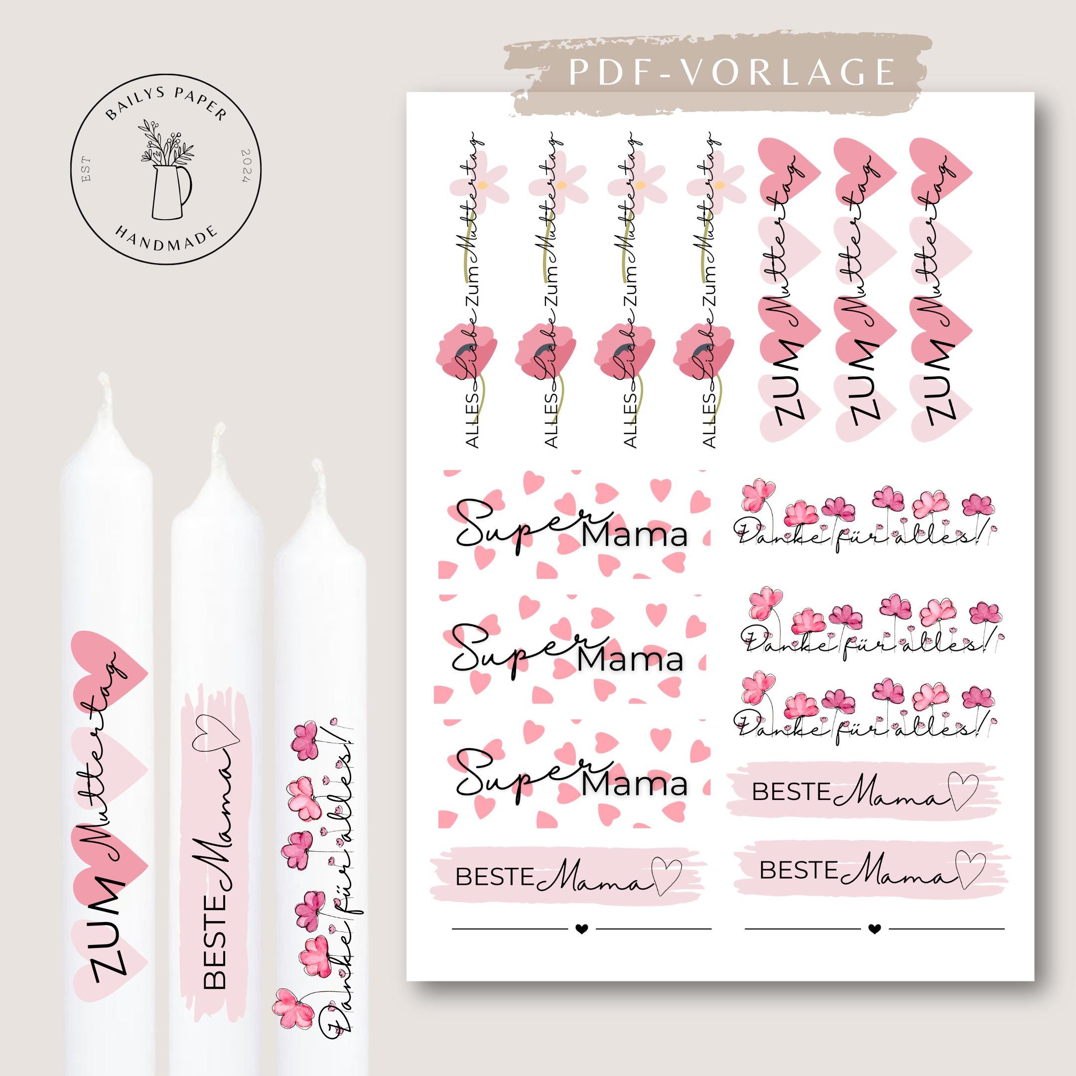 Tatuaggi Per Candele Festa Della Mamma - Confezione Da 4 Fogli In Alluminio A5 Con Frasi Per Decorazione Fai Da Te