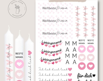 Mother's Day PDF template A4 candle tattoo candle stickers candle design Best Mom - for Mother's Day - World's Best Mom Favorite Mom - for you