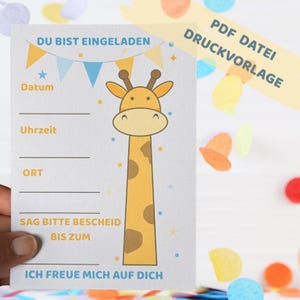 Convite de aniversário para imprimir, convite de aniversário infantil, modelo para imprimir e recortar, cartão de convite em PDF para aniversário infantil