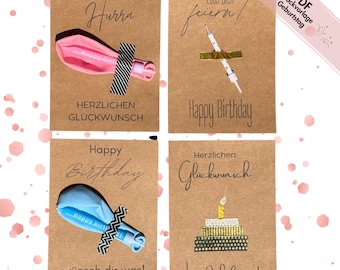 Birthday card printable template, template for printing and cutting, PDF birthday card, DIY gift card