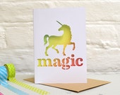 Magic Unicorn Papercut Card/Birthday/Magical/Mystical/ Mythical Creature/Colourful/Rainbow Colour/Fantasy