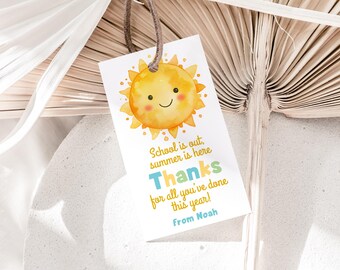 Teacher Appreciation Gift Tag End of School Year Printable Summer Thank You Tag for Teachers Digital Download