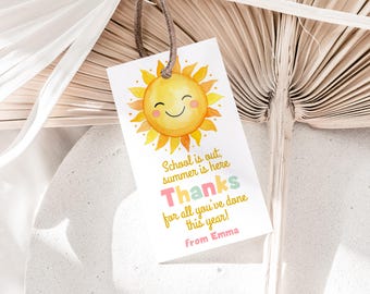 Teacher Appreciation Gift Tag End of School Year Printable Summer Thank You Tag for Teachers Digital Download