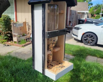 Wine bottle bird feeder