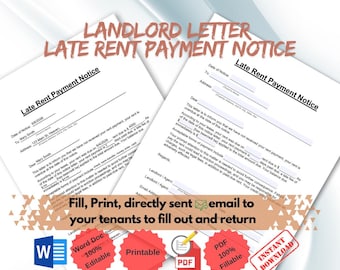 Landlord Late Rent Notice: Fillable PDF Template