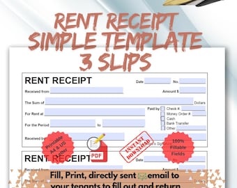 Simple Rent Receipt Template: Fillable, Printable, Downloadable