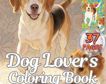 Realistic Dog Coloring Pages for dog lovers, 19 Breeds, Mandala Background (Digital Download)