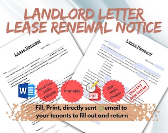 Lease Renewal Letter Template: Editable MS Word & Fillable PDF