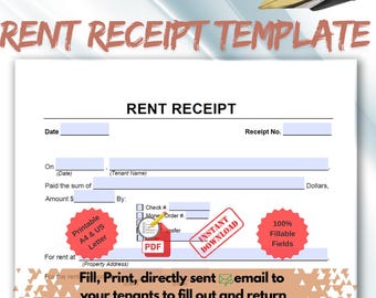 Fillable Rent Receipt Template: Printable, Downloadable Form