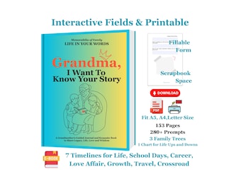 Grandma's Story Journal: Fillable PDF eBook with Prompts