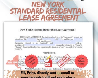 New York Residential Lease Agreement, Fillable Rental Contract (Printable)