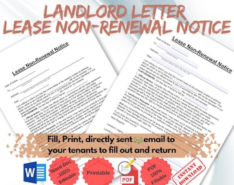 Landlord Lease Non-Renewal Notice: Fillable PDF & Editable Word