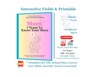 Diario de historias de mamá: Libro electrónico en PDF con instrucciones para rellenar