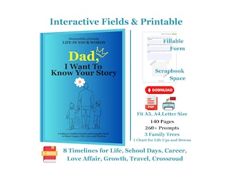 Dad's Story Journal: Guided Fillable PDF eBook for Father's Legacy
