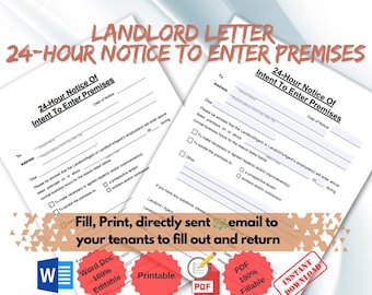 Landlord 24-Hour Notice to Enter: Fillable PDF & Word Template