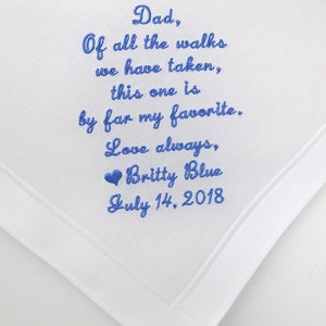 Father of the Bride Wedding Handkerchief with Wedding Message to Dad with Customized Name and Wedding Date, wedding gift for Dad