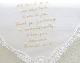 Mother of the Bride Wedding Hankerchiefs, Wedding Hankies, Hankerchiefs for Bridal Party, hankerchiefs, moms handkerchief