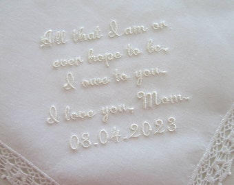 White Lace Wedding Handkerchiefs for mother of the bride or as a wedding handkerchief for the Mother of the Groom