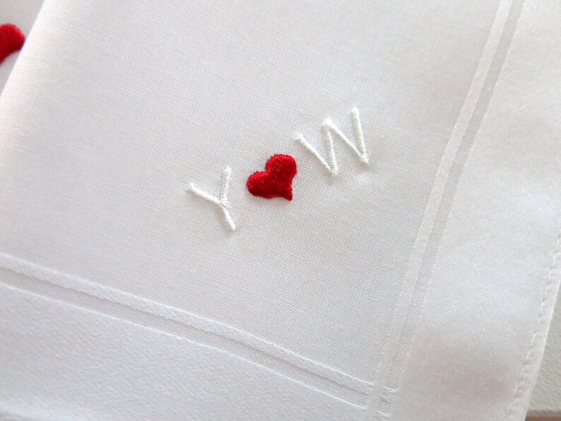 Set of 3 White Cotton Mens Monogrammed Handkerchiefs, Fathers Day Gift